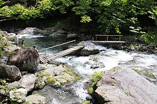 大血川渓流観光釣場渓相は様々写真