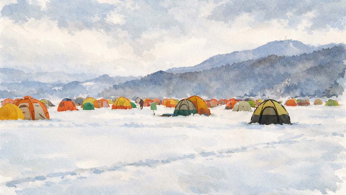 秋元湖のわかさぎ釣り