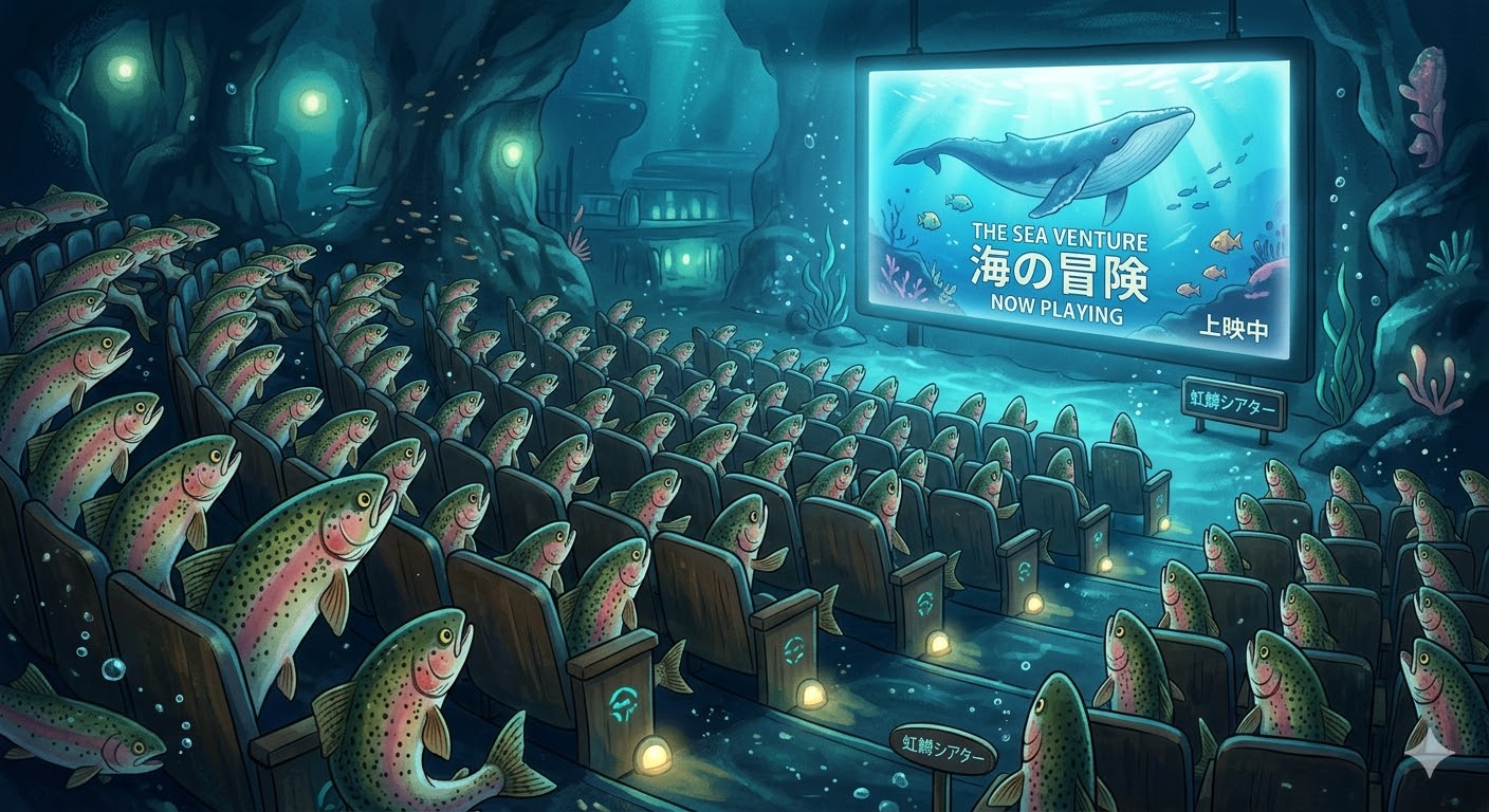 ニジマスの向きが揃う