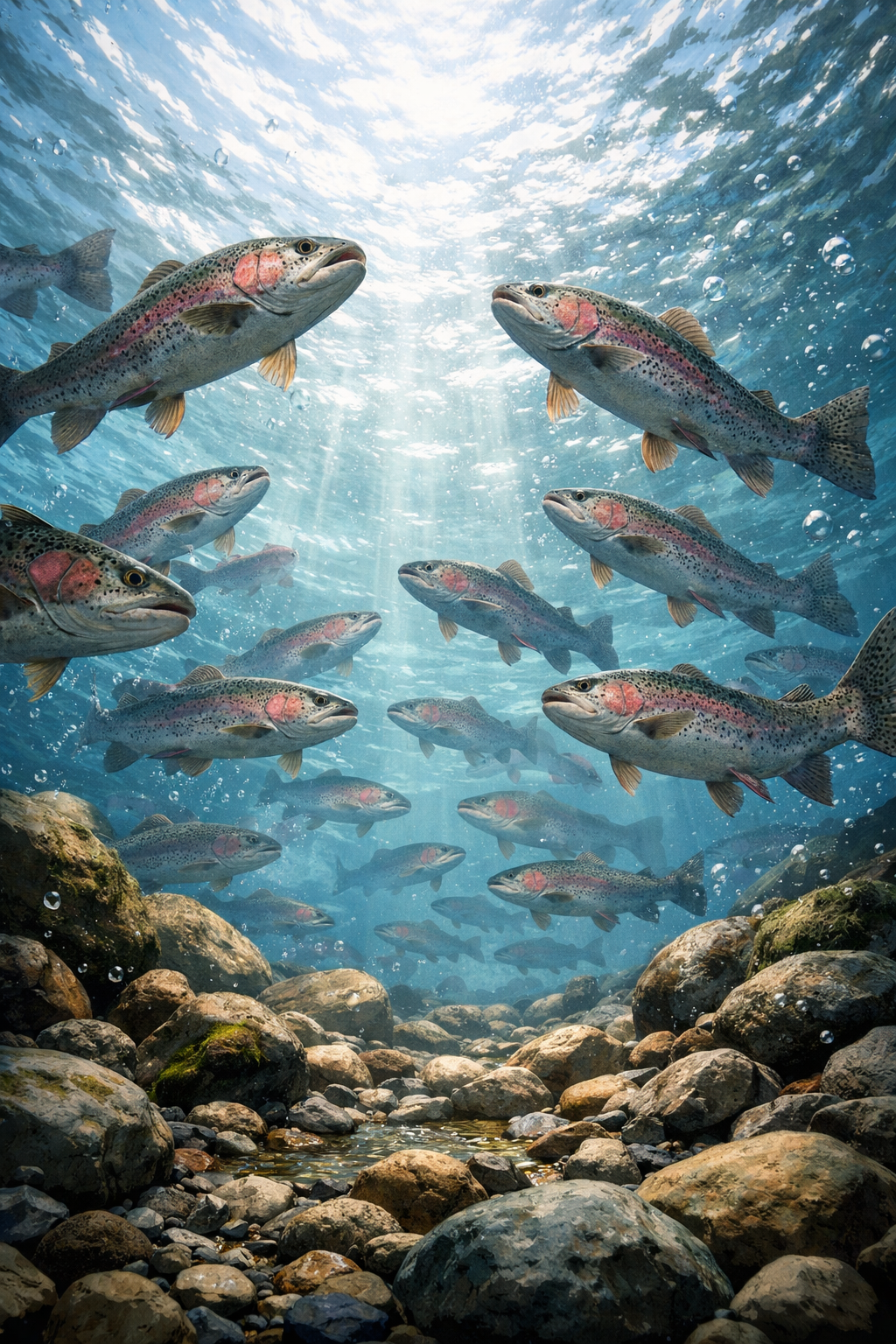 ニジマス 下からローアングル